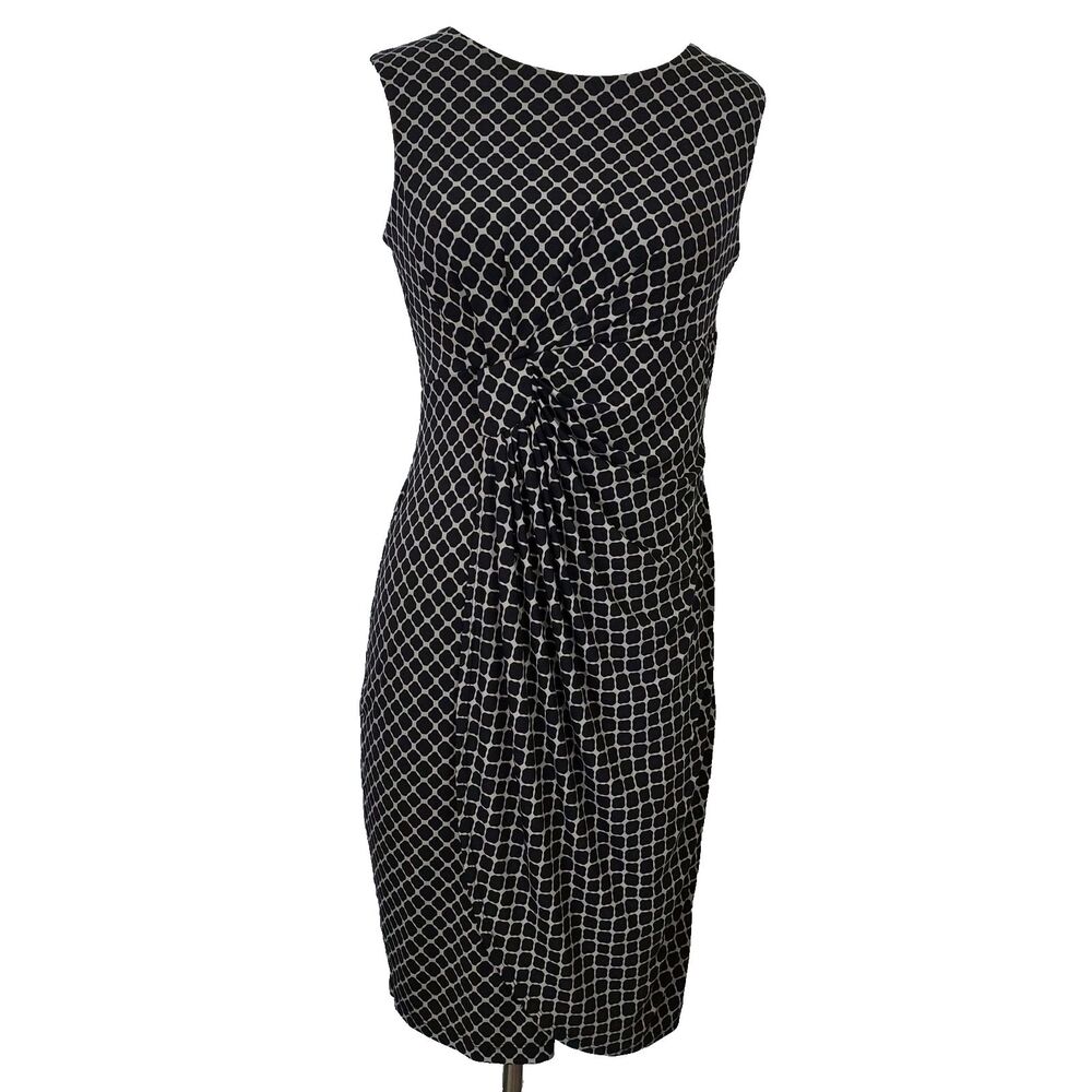 Enfocus Studio Sheath Faux Wrap Dress Womens Size 12 Sleeveless Stretch Black